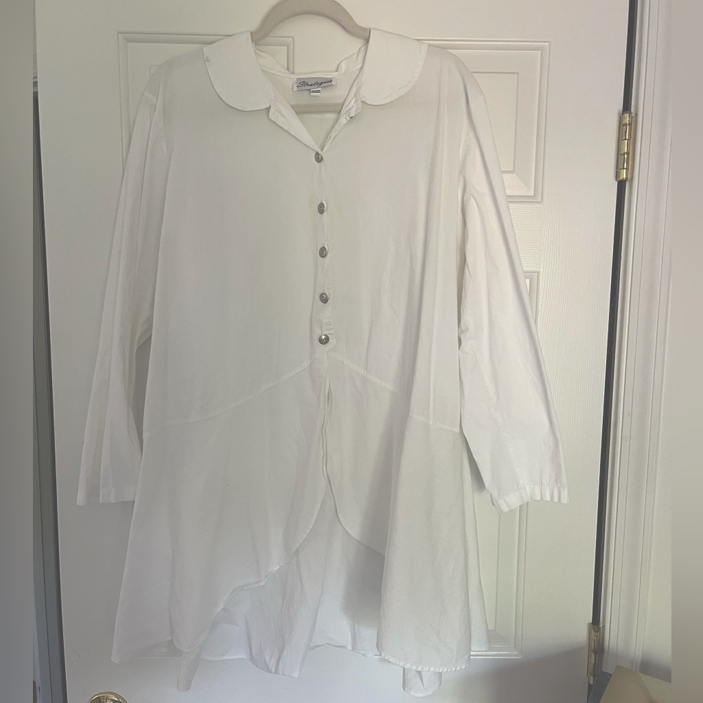 Button Down High Low Blouse